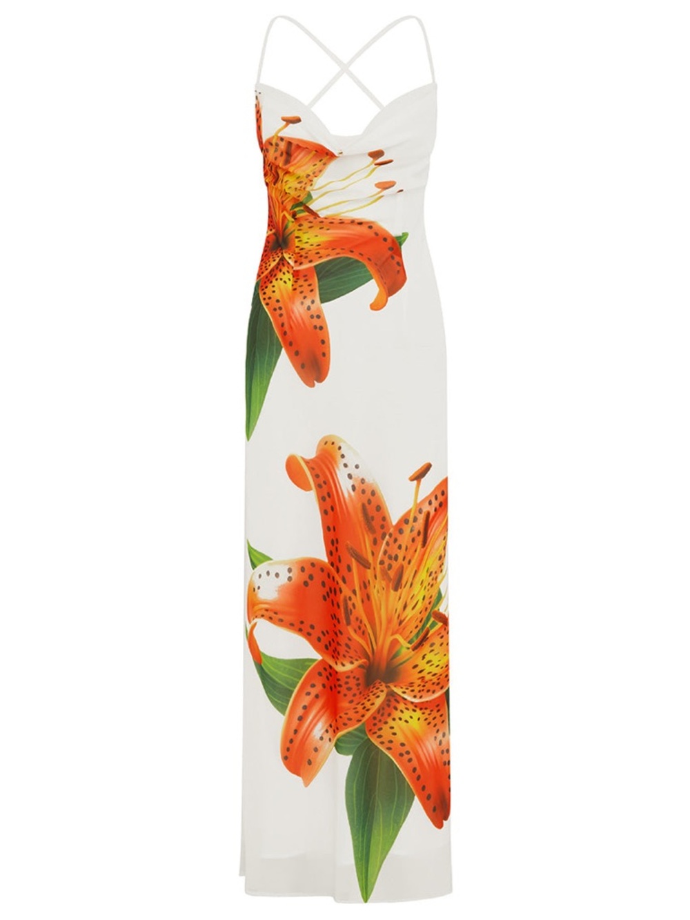 Runaway the Label - Bridgette Maxi Dress with Orange-Red Tiger Lily Print - Picture 3 of 5